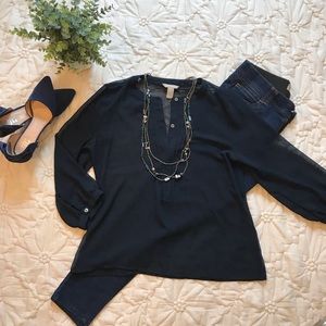 Banana Republic Sheer Navy Blouse